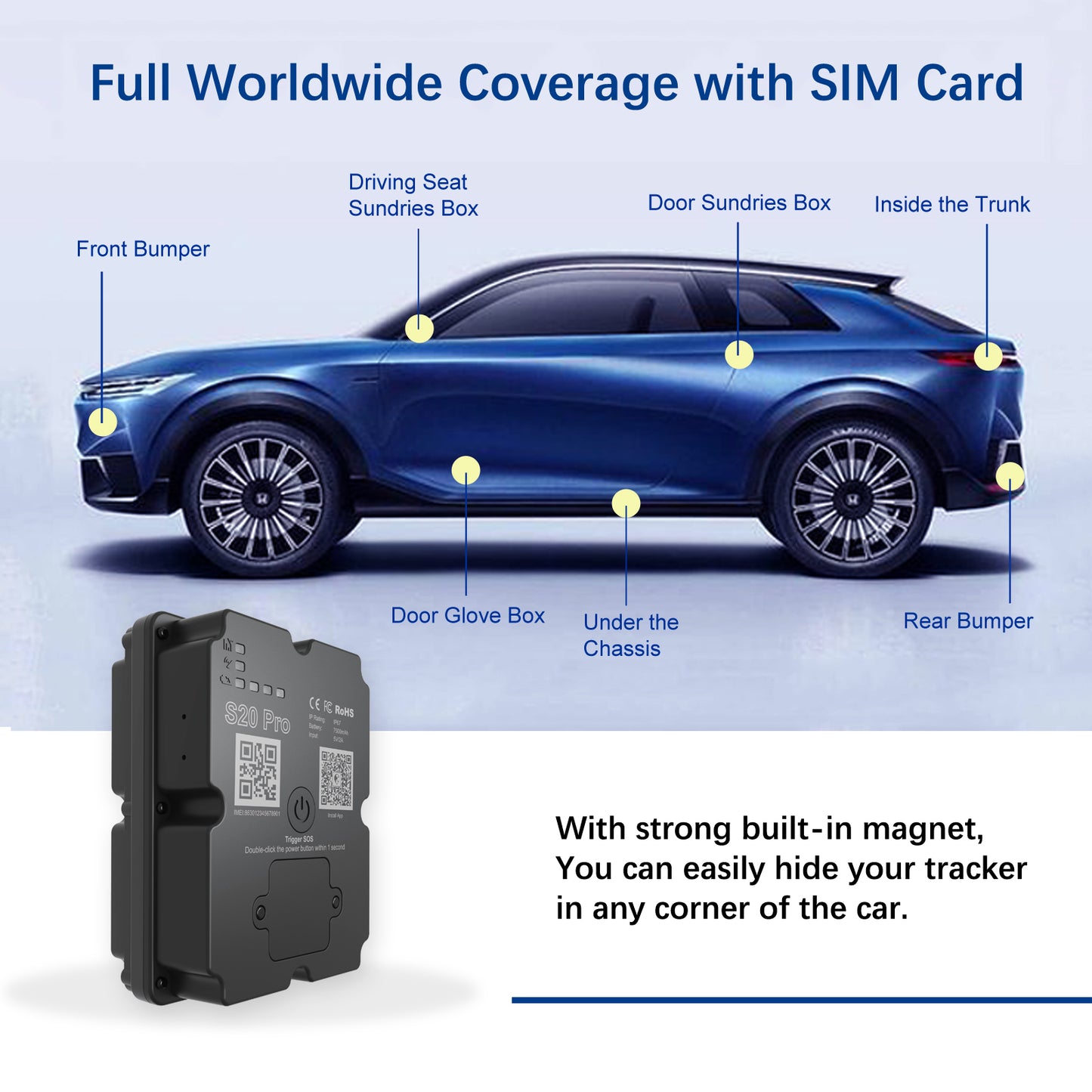 S20 Pro GPS Tracker 4G LTE Real-Time Tracking, 7500mAh Battery, IPx5 Waterproof for Car/Asset Tracking GPS Tracker S20 Pro - 7500mAh Long-Lasting Battery, 4G LTE Real-Time Tracking, IPx5 Waterproof for Vehicles/Kids/Outdoor Use